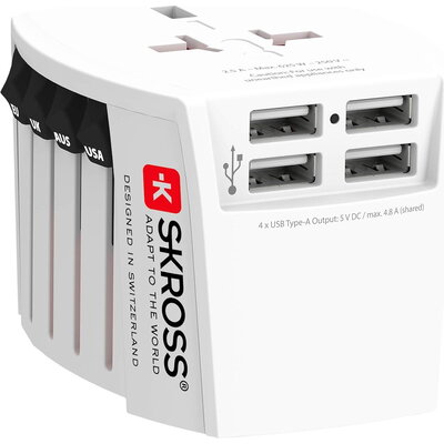 Адаптер SKROSS PRO MUV 4 x USB-A, 1.302961, World, Бял