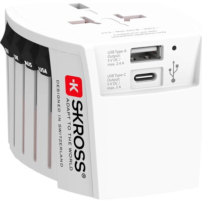 Адаптер SKROSS PRO MUV USB-A, USB-C, 1.302962, World, Бял