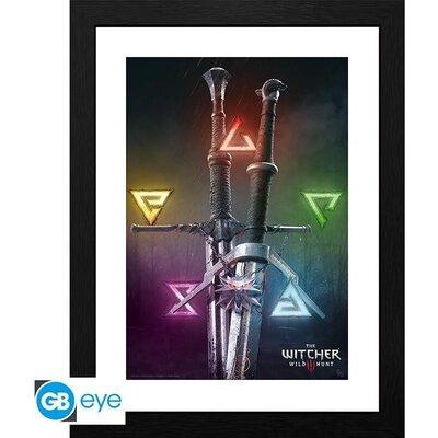 GBEYE THE WITCHER - Framed print "Signs & Swords" (30x40)