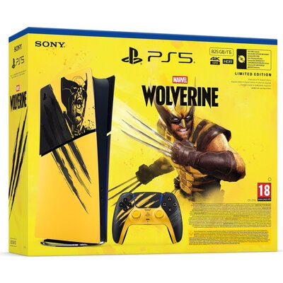 Конзола PlayStation 5 (Slim) - Digital Edition - Marvel’s Wolverine Battle Yellow Limited Edition Bundle
