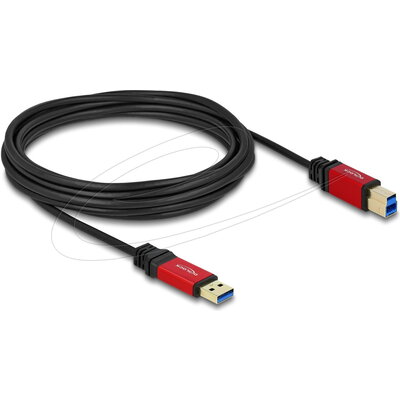 Кабел Delock USB-A 3.0 5Gbps мъжко - USB-B 5Gbps мъжко, 5 м, Premium, Черен
