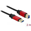 Кабел Delock USB-A мъжко - USB-B мъжко, 2 м, Premium, Екраниран, Черен