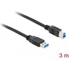 Кабел Delock USB-A мъжко - USB-B мъжко, 3 м, USB3.0, Екраниран, Черен