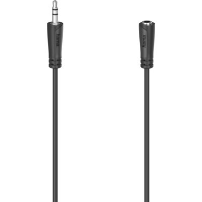 Аудио удължителен кабел HAMA Audio Extension,  3.5 мм жак мъжко - 3.5 мм жак женско, 1.5м, Черен