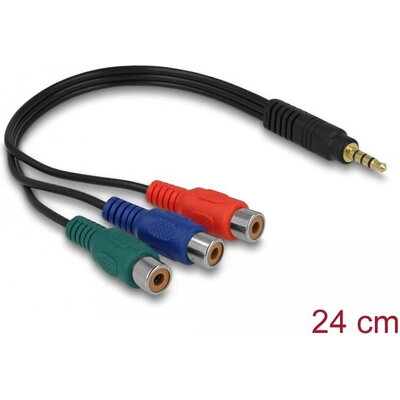 Кабел Delock, 3 x RCA женско > 3.5 mm 4 pin стерео жак