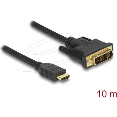 Кабел Delock HDMI мъжко - DVI-D 18+1 (Single Link )мъжко, 10м, двупосочен, black
