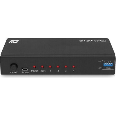 HDMI Сплитер ACT AC7831, 1 вход 4 изхода., 4K, Черен