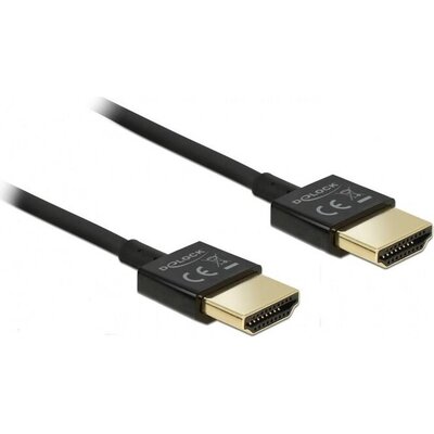 Кабел Delock  HDMI-A мъжко - HDMI-A мъжко, Ethernet, 3D, 4K, 0.25 м, Черен