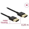 Кабел Delock  HDMI-A мъжко - HDMI-A мъжко, Ethernet, 3D, 4K, 0.25 м, Черен