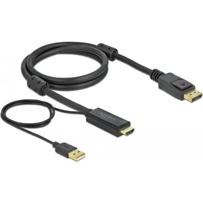 Кабел Delock HDMI мъжко - DisplayPort USB мъжко, 4K 30 Hz, 1 м, Черен