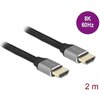 Кабел Delock Ultra High Speed, HDMI мъжко - HDMI мъжко, 48 Gbit/s, 8K 60 Hz, 2 м, Сив