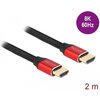 Кабел Delock Ultra High Speed, HDMI мъжко - HDMI мъжко, 48 Gbit/s, 8K 60 Hz, 2 м, Червен