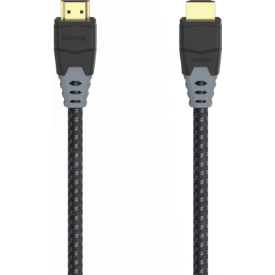 Кабел HAMA High Speed, HDMI мъжко - HDMI мъжко, 8K, 48GB/s, Ethernet , 1.5 м, Позл. конектори, Черен