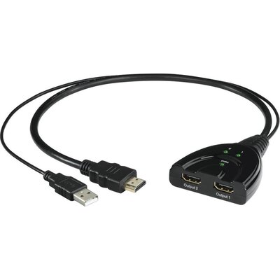 Сплитер HDMI 121776, HDMI мъжко - 2 x HDMI женско, 4K, Черен