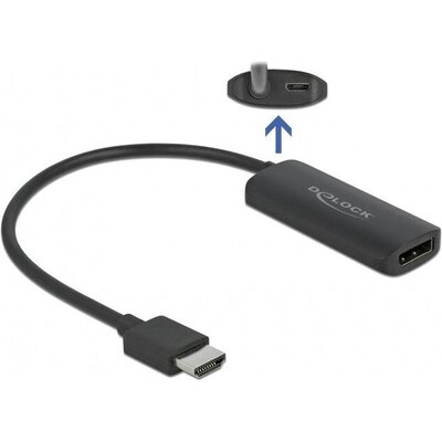 Адаптер Delock 63206, HDMI-A мъжко - DisplayPort женско, 4K 60 Hz, Черен