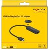 Адаптер Delock 63206, HDMI-A мъжко - DisplayPort женско, 4K 60 Hz, Черен