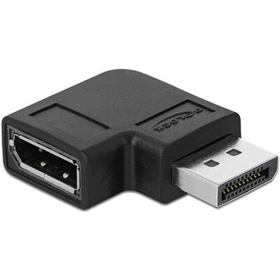 Адаптер Delock, DisplayPort мъжко - DisplayPort женско, 90°, 8K 60 Hz, Черен