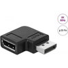 Адаптер Delock, DisplayPort мъжко - DisplayPort женско, 90°, 8K 60 Hz, Черен