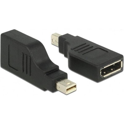 Адаптер Delock, mini DisplayPort 1.2 мъжко - DisplayPort женско, 4K, 90°, Черен