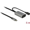 Delock Кабел активен удължителен USB-C към USB-C женско , 5m, (доп. DC захранващ сокет за опцион. захр.)