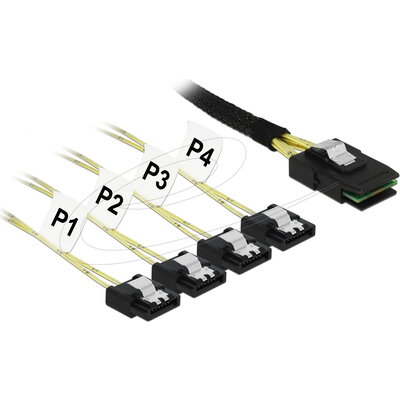Интерфейсен кабел Delock  Mini SAS SFF-8087 към 4 x SATA 7-pin 1 m metal