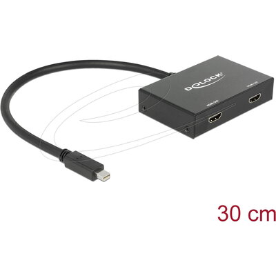 Delock Сплитер Display port 1.2 от mini Dsplay Port мъжко към 2 x HDMI 4K женско Delock Сплитер Display port 1.2 от mini Dsplay Port мъжко към 2 x HDMI 4K женско