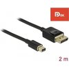 Кабел Delock 84928, Mini DisplayPort мъжко - DisplayPort мъжко, 2.0м, 8K 60 Hz, Черен