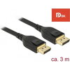Кабел Delock 85661, DisplayPort мъжко - DisplayPort мъжко, 3.0м, 8K 60 Hz, Черен