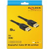Кабел Delock 85661, DisplayPort мъжко - DisplayPort мъжко, 3.0м, 8K 60 Hz, Черен