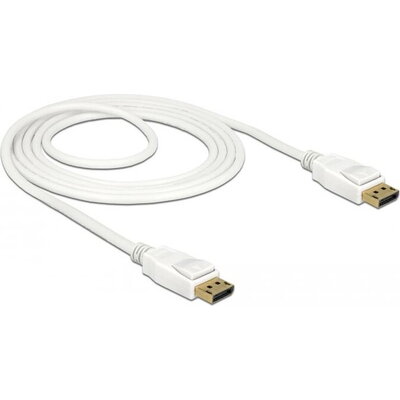 Кабел Delock DisplayPort 1.2 мъжко - DisplayPort мъжко, 1.5м, 4K 60 Hz, Бял