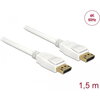 Кабел Delock DisplayPort 1.2 мъжко - DisplayPort мъжко, 1.5м, 4K 60 Hz, Бял