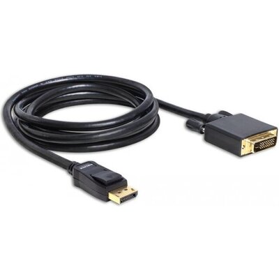 Кабел Delock DisplayPort мъжко - DVI мъжко, 2 м., Черен