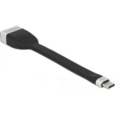 Кабел Delock Flat Ribbon, USB-C мъжко - DisplayPort женско, 4K 60 Hz, 13.5 cm