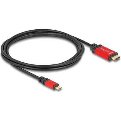 Кабел Delock, USB-C мъжко - HDMI мъжко, 8K, 60 Hz с HDR, 2 m, Червен