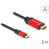 Кабел Delock, USB-C мъжко - HDMI мъжко, 8K, 60 Hz с HDR, 2 m, Червен