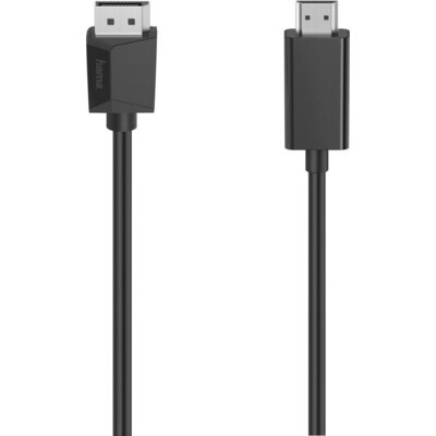 Кабел HAMA, DisplayPort мъжко - HDMI мъжко, Ultra-HD, 4K, 1.5м, Черен