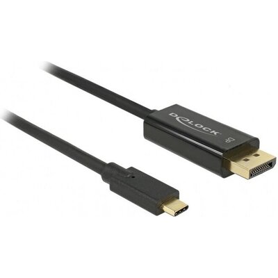 Конвертор Delock 85256, USB-C мъжко - DisplayPort мъжко, 4K 60 Hz, 2 m, Черен