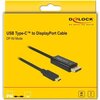 Конвертор Delock 85256, USB-C мъжко - DisplayPort мъжко, 4K 60 Hz, 2 m, Черен