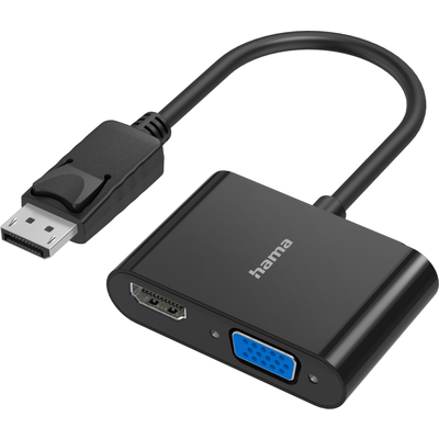 Видео адаптер Hama, 2 в 1, DisplayPort - VGA / HDMI гнездо, Ultra-HD 4K