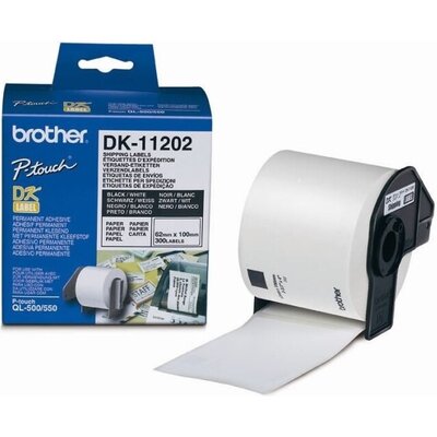 Консуматив Brother DK-11202 Shipping Labels, 62mmx100mm, 300 labels per roll, Black on White