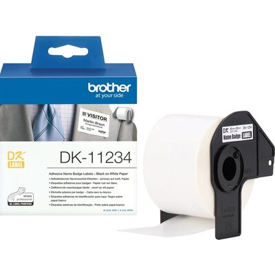 Консуматив Brother DK-11234 Adhesive Visitor Badge Label Roll – Black on White, 60mm x 86mm