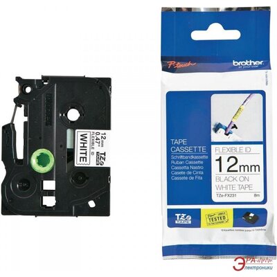 Консуматив Brother TZe-FX231 Tape Black on White, Flexible ID, 12mm, 8m