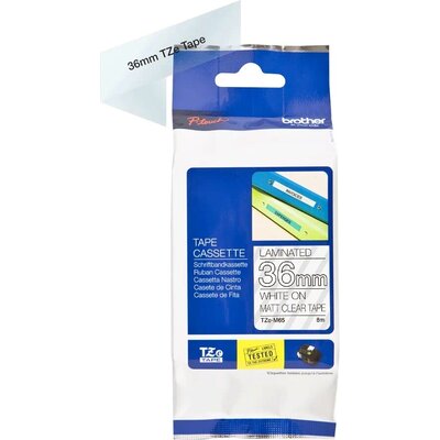 Консуматив Brother TZe-M65 Matt Laminated Labelling Tape Cassette – White On Clear, 36mm wide