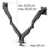HAMA Стойка за 2 бр. монитори, 17" - 35", газова пружина, напълно мобилна, черна