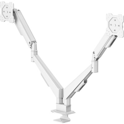 HAMA Стойка за 2 мониторa за бюро, 17"-35", регулируема, газова пружина, бял