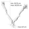 HAMA Стойка за 2 мониторa за бюро, 17"-35", регулируема, газова пружина, бял