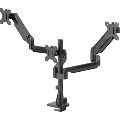 HAMA Стойка за 3 мониторa за бюро, 17"-32", газова пружина, напълно мобилна, черна