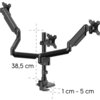 HAMA Стойка за 3 мониторa за бюро, 17"-32", газова пружина, напълно мобилна, черна
