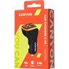 CANYON Universal 3xUSB car adapter, Input 12V-24V, Output DC USB-A 5V/2.4A(Max) + Type-C PD 18W, with Smart IC, Black+Orange wit