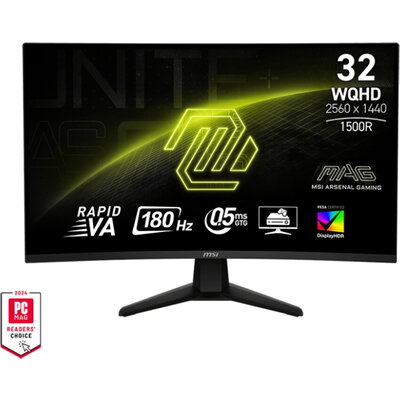 Монитор MSI MAG 32CQ6F, 31.5, 180Hz, 0.5ms, Rapid VA, WQHD 2560x1440, Curve 1500R, AG, Adaptive-Sync, DisplayHDR 400, CONSOLE MO